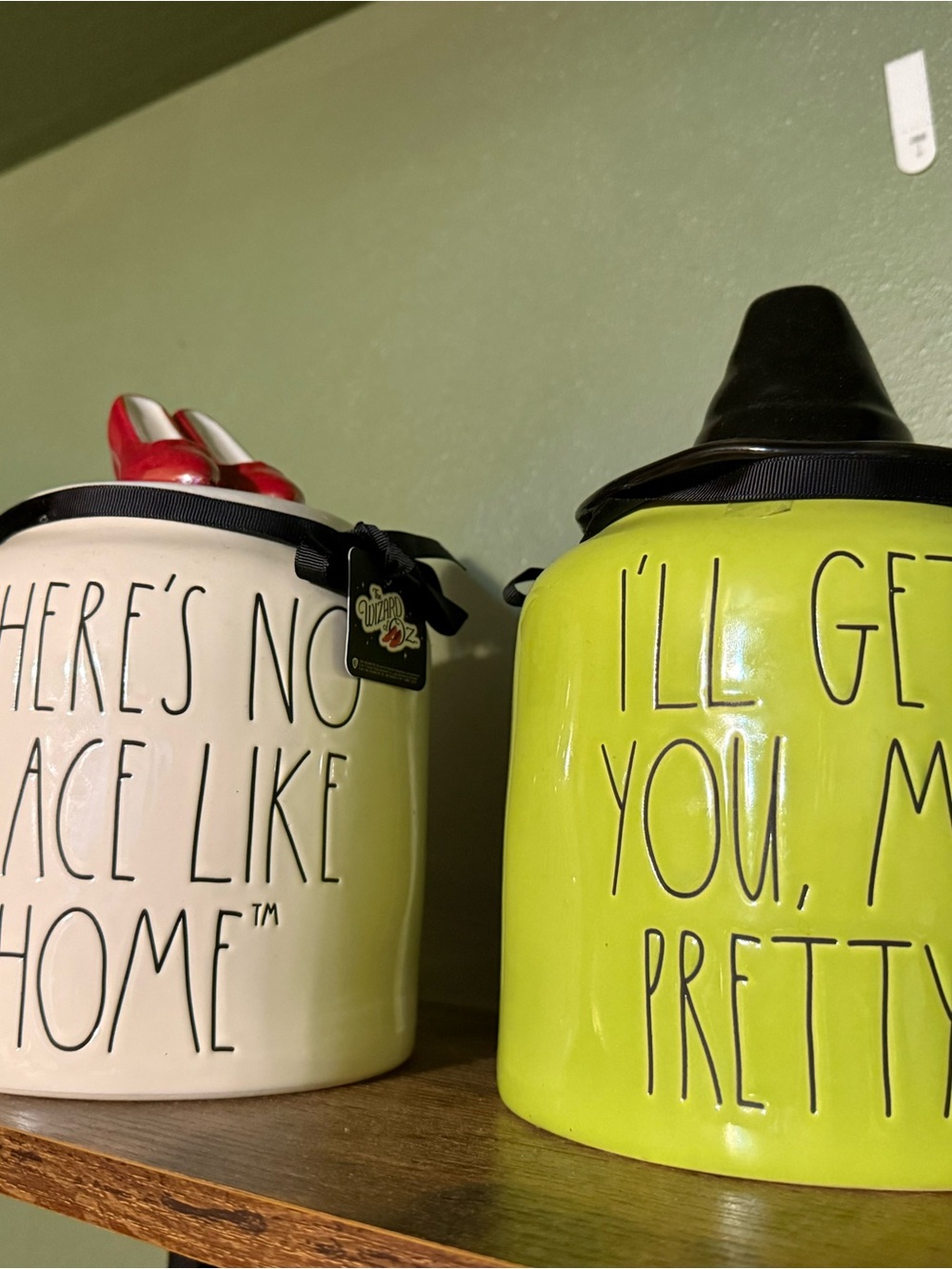 Rae Dunn The Wizard of Oz Canister Set - Lime Green “wicked Witch”Cream “Dorthy”